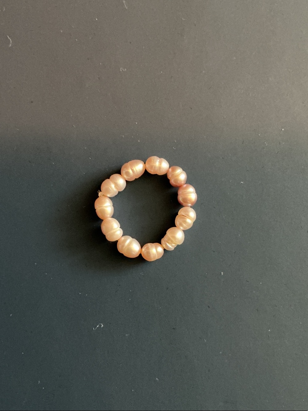 Freshwater Pearl Stretch Ring - Peach Pink